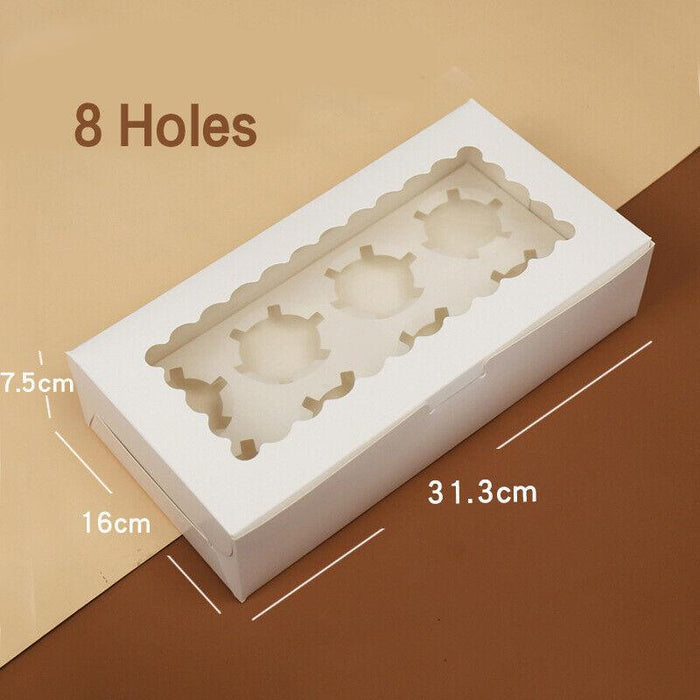 Cupcake Box with Window Insert 1 2 4 6 8 or 12 Holes Kraft Paper
