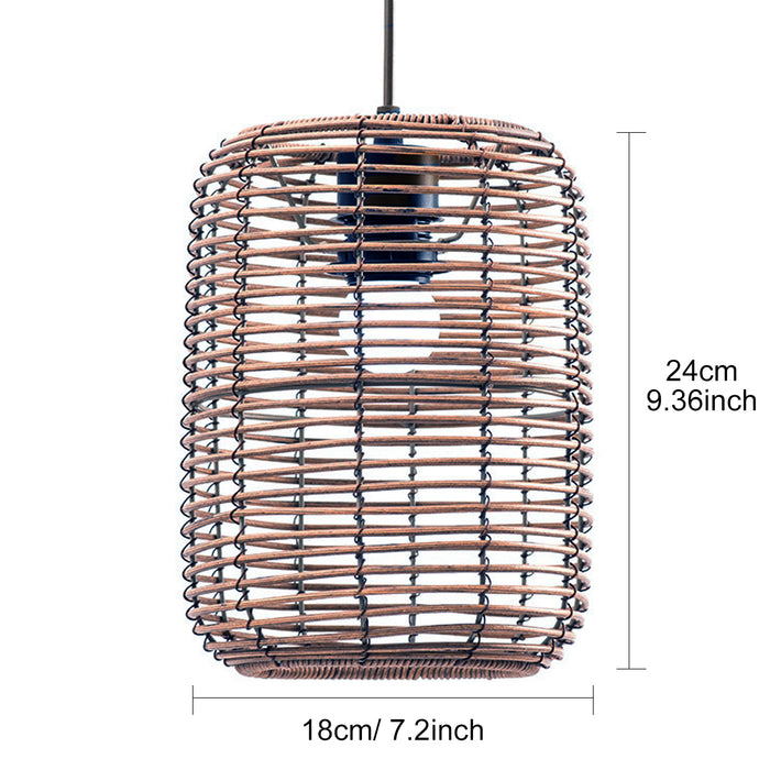 Natural Vintage Chandelier, Bohemian Style Woven Rattan Lampshade