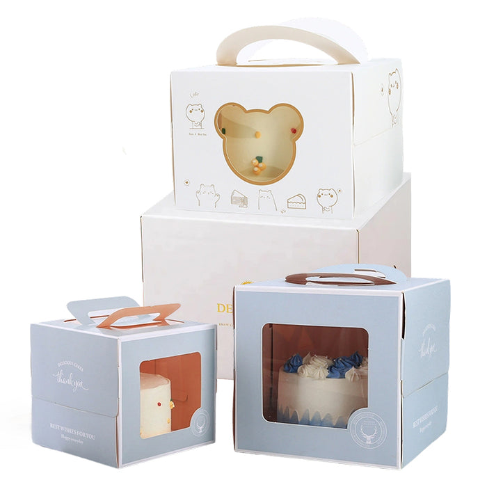 30 Pcs Portable Cake Box with Clear Window and Handle 3 Styles