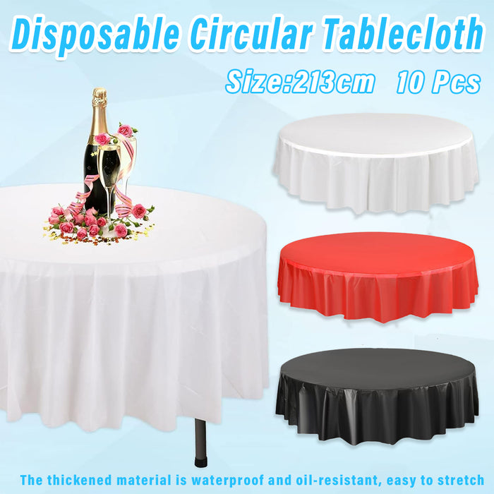 10 Pcs Round PEVA Tablecloths Waterproof Oil-Resistant 213 cm