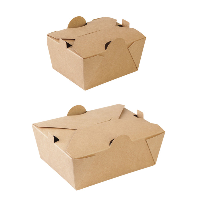 50PCS Disposable Kraft Paper Food Boxes, PE-Coated, Leak-Resistant, 750ml/1400ml