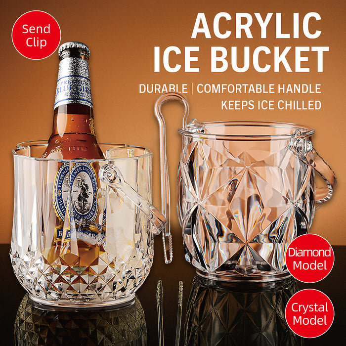 Acrylic Ice Bucket Transparent Wine Cooler with Clip