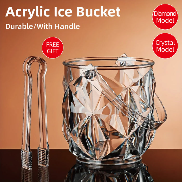 Acrylic Ice Bucket Transparent Wine Cooler with Clip
