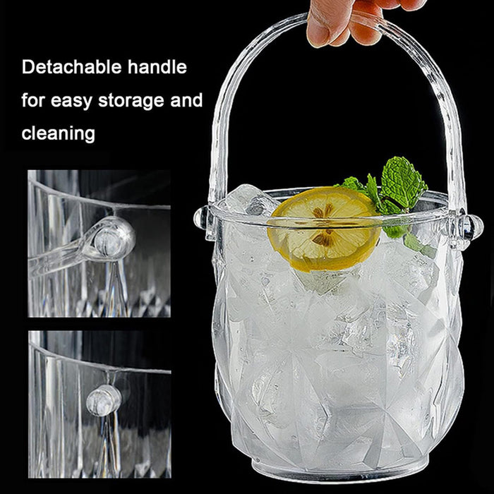 Acrylic Ice Bucket Transparent Wine Cooler with Clip