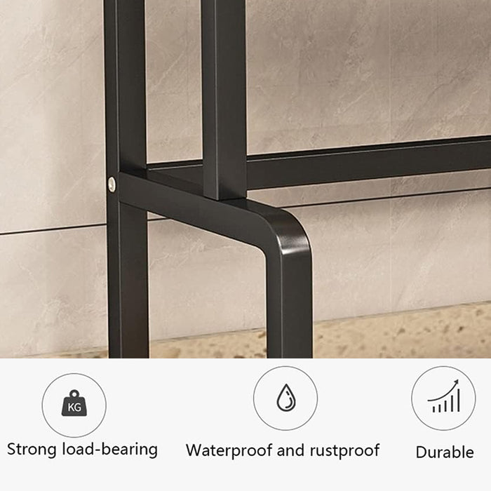 2 Tier Spice Rack Freestanding Steel Black With Hooks