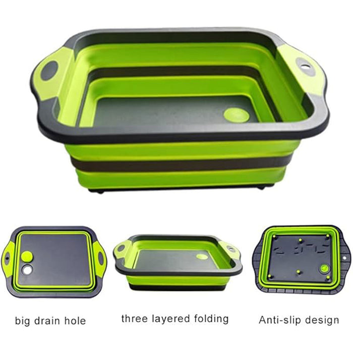 Foldable Sink Cutting Board with Draining Basket 42cm