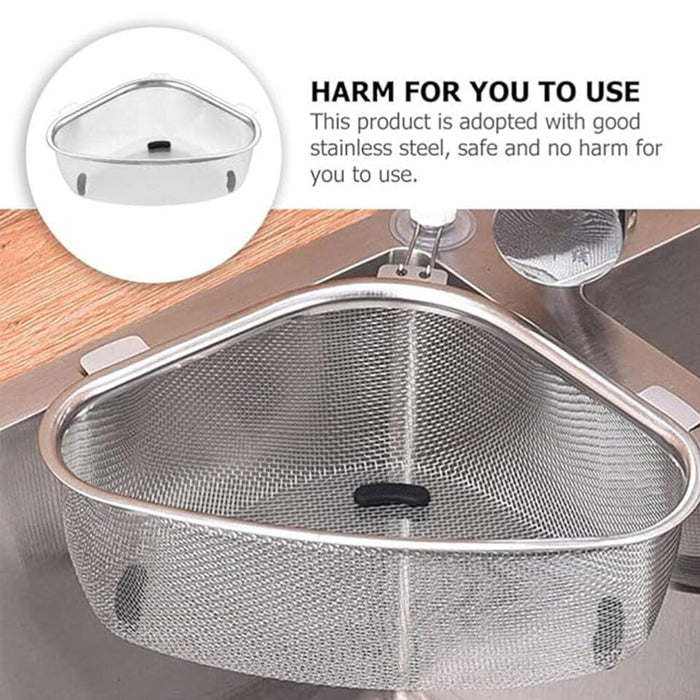 Stainless Steel Triangle Sink Drain Basket Fine Mesh With Suction Cup