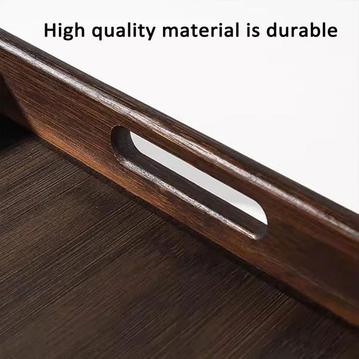 Bamboo Tea Serving Tray Walnut Colour with Handles