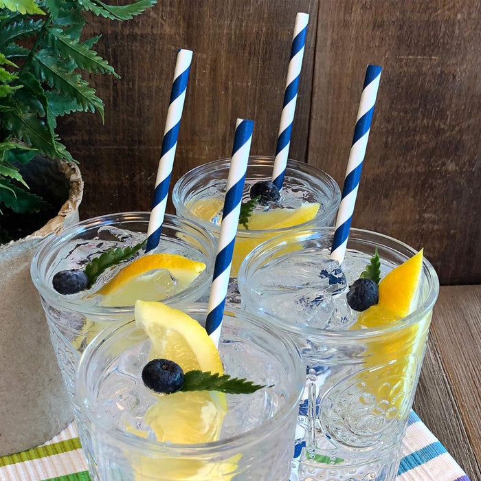 125pcs Biodegradable Paper Straws Mixed Stripe Colours