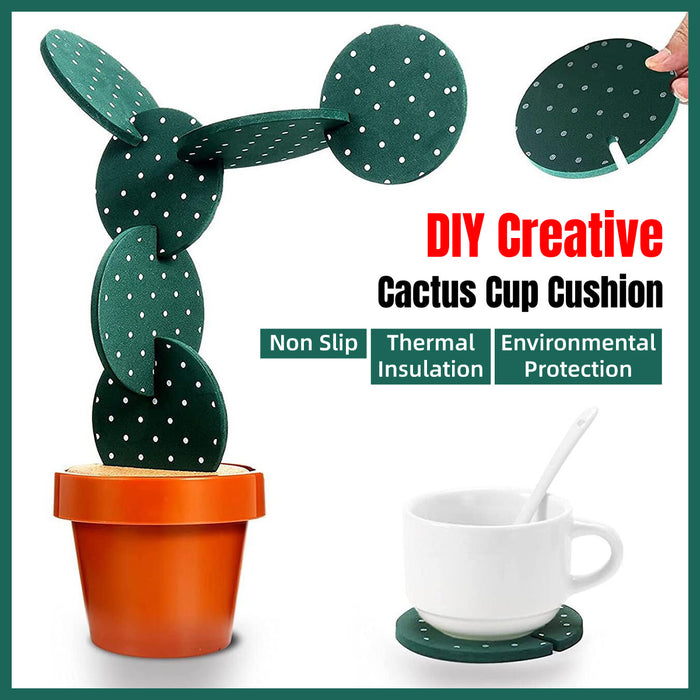 Cactus Design Heat Insulation Non Slip Coasters Set