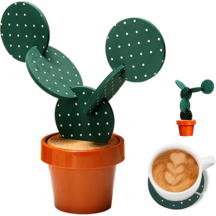 Cactus Design Heat Insulation Non Slip Coasters Set