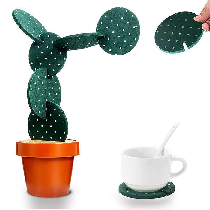 Cactus Design Heat Insulation Non Slip Coasters Set