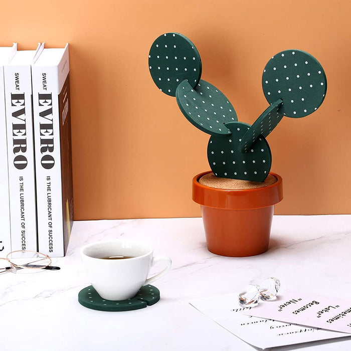 Cactus Design Heat Insulation Non Slip Coasters Set