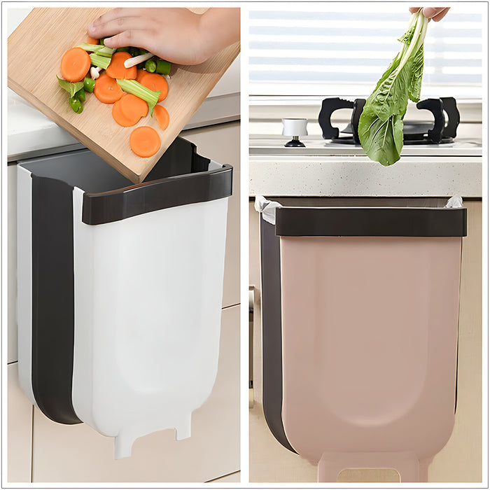 Foldable Hanging Trash Can Space-Saving Kitchen Bin