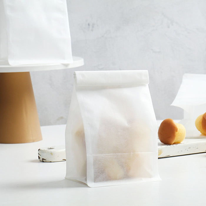 50PCS Oil-proof Paper Bread Bags Self-Standing Baking Packaging Fresh Seal Bags