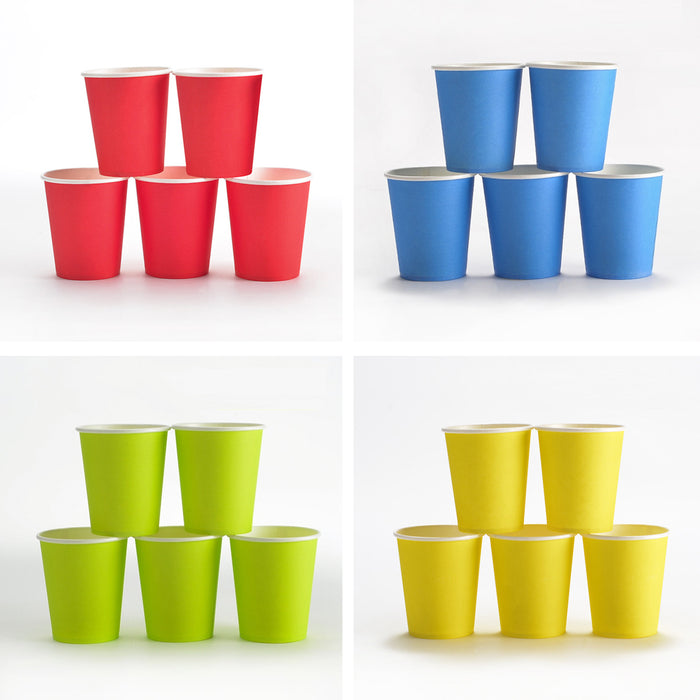 300PCS Paper Cups Food-Grade 6 Colours for Party Hot & Cold Drinks