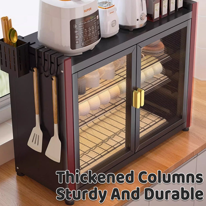 Dish Storage Rack With Magnetic Door Carbon Steel Acrylic