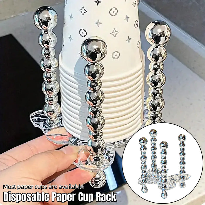 Silver Paper Cup Holder With Handle And Non Slip Base
