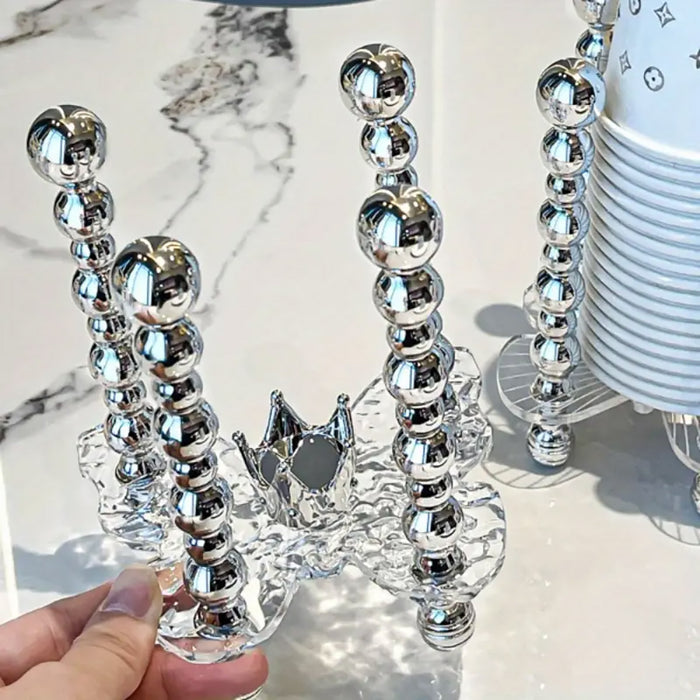 Silver Paper Cup Holder With Handle And Non Slip Base