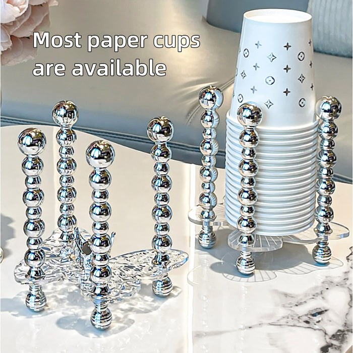 Silver Paper Cup Holder With Handle And Non Slip Base