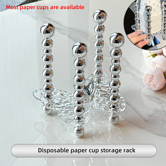 Silver Paper Cup Holder With Handle And Non Slip Base