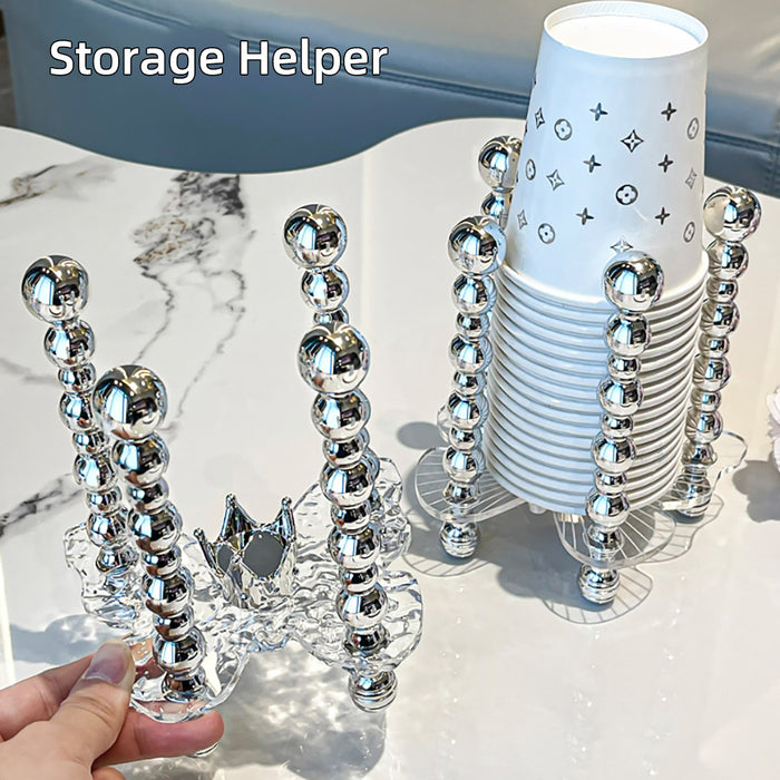 Silver Paper Cup Holder With Handle And Non Slip Base