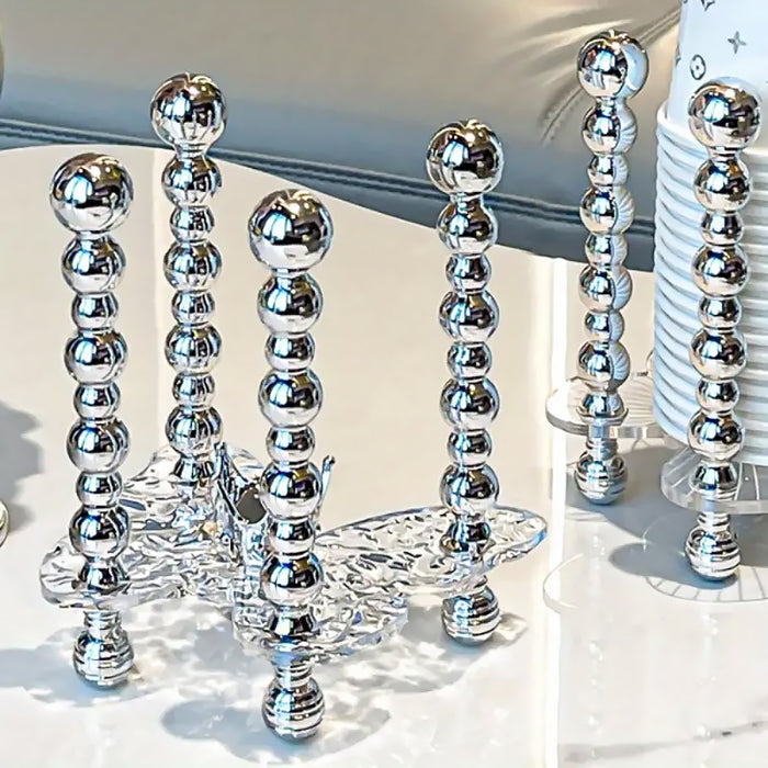 Silver Paper Cup Holder With Handle And Non Slip Base