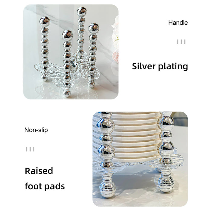 Silver Paper Cup Holder With Handle And Non Slip Base