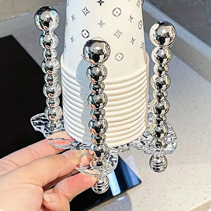 Silver Paper Cup Holder With Handle And Non Slip Base