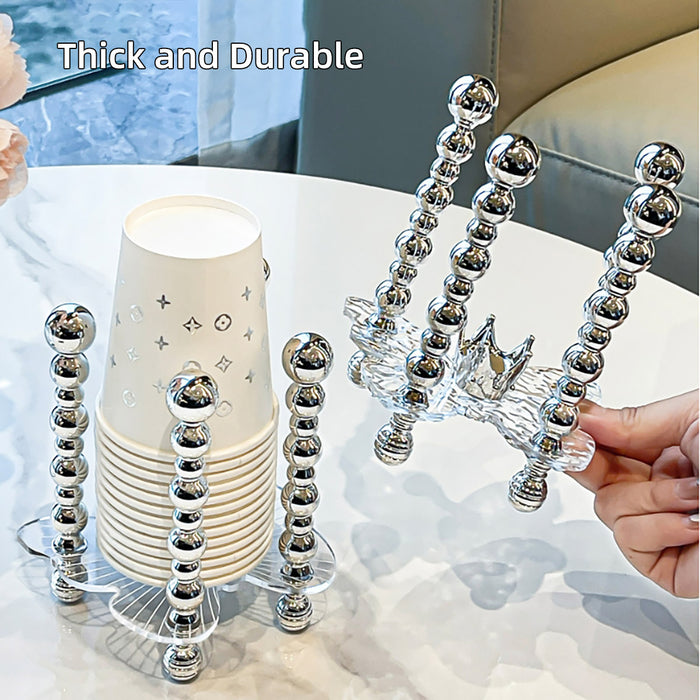 Silver Paper Cup Holder With Handle And Non Slip Base