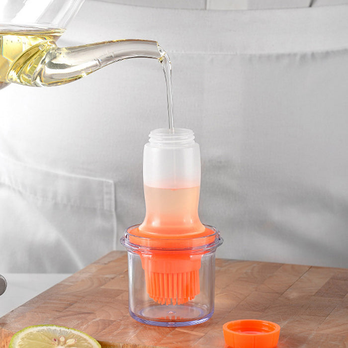 Press Type Silicone Oil Brush with Storage Bottle for Cooking