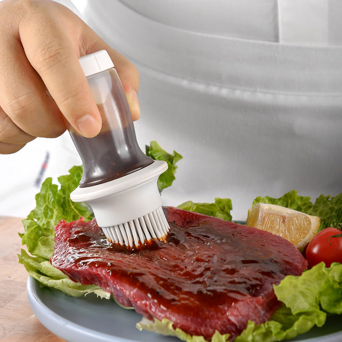 Press Type Silicone Oil Brush with Storage Bottle for Cooking