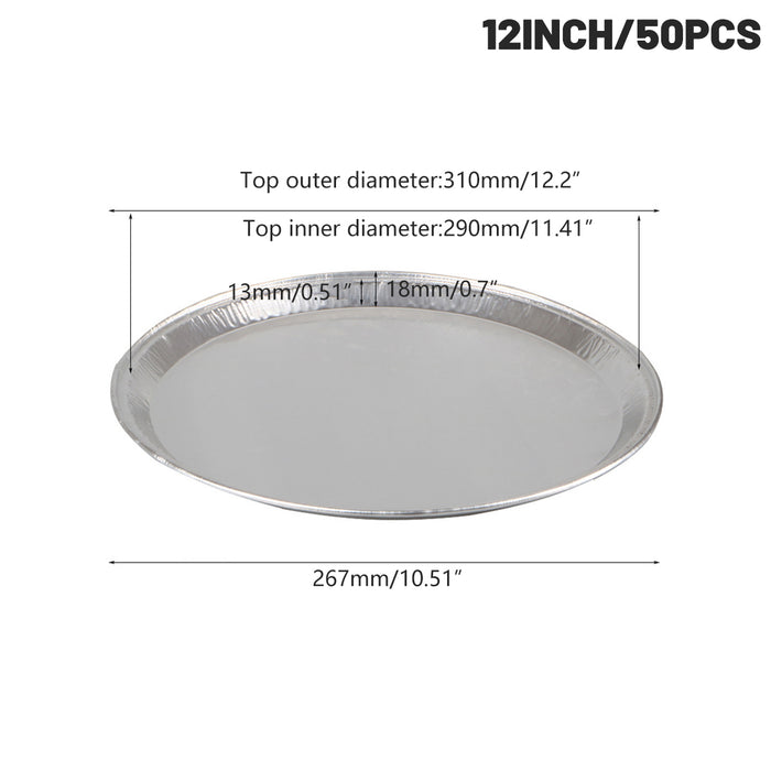 50 Pcs Disposable Aluminium Foil Pizza Tray Round 31 cm 940 ml Capacity