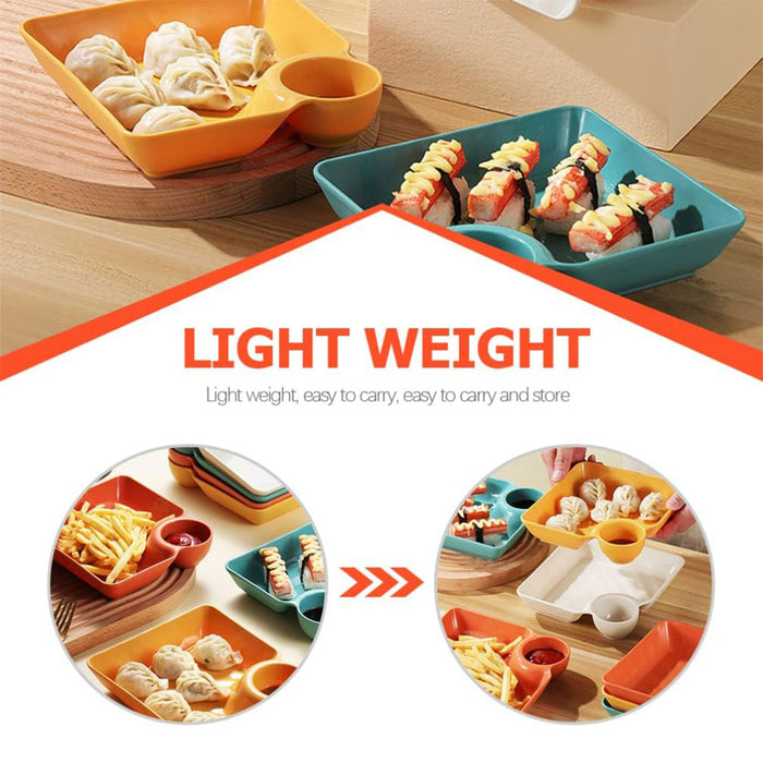 Square Plate with Dipping Tray, 8pcs