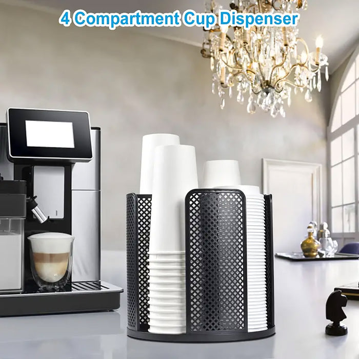 4 Compartment Rotating Cup Holder For 10oz–16oz Cups