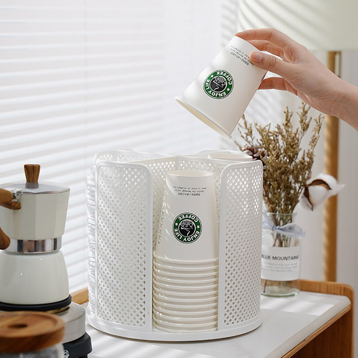 4 Compartment Rotating Cup Holder For 10oz–16oz Cups