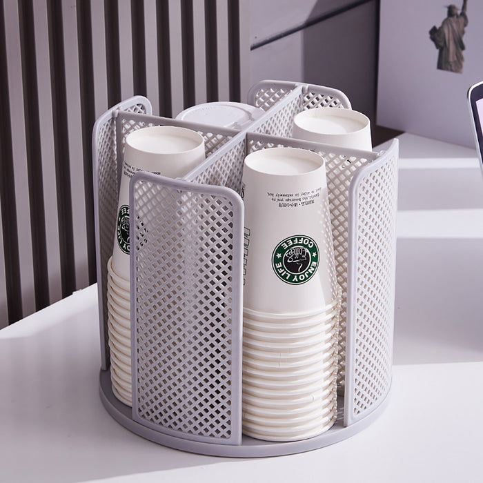 4 Compartment Rotating Cup Holder For 10oz–16oz Cups
