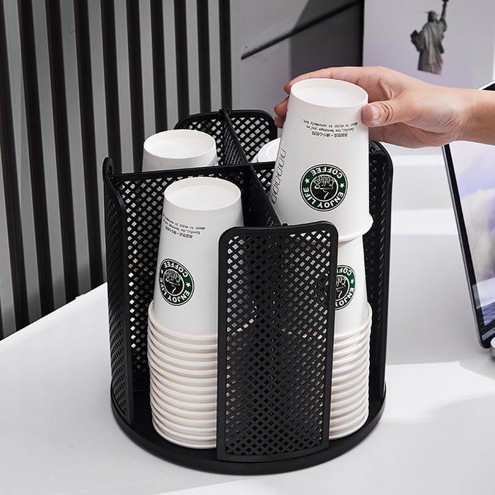 4 Compartment Rotating Cup Holder For 10oz–16oz Cups
