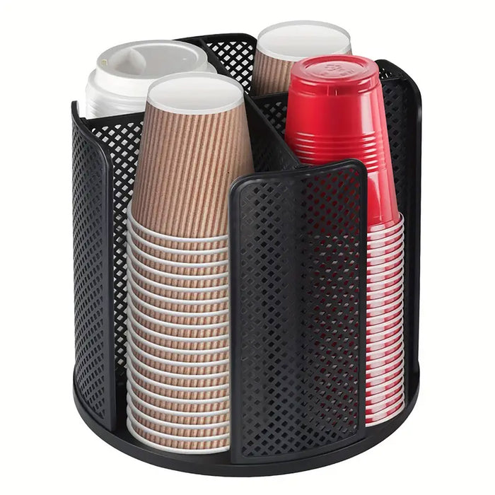 4 Compartment Rotating Cup Holder For 10oz–16oz Cups