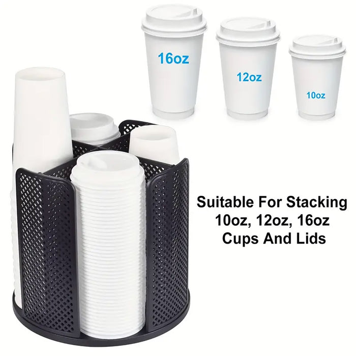 4 Compartment Rotating Cup Holder For 10oz–16oz Cups