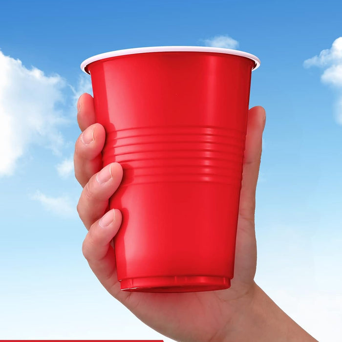 50PCS 16oz Red Plastic Party Cups With Textured Grip