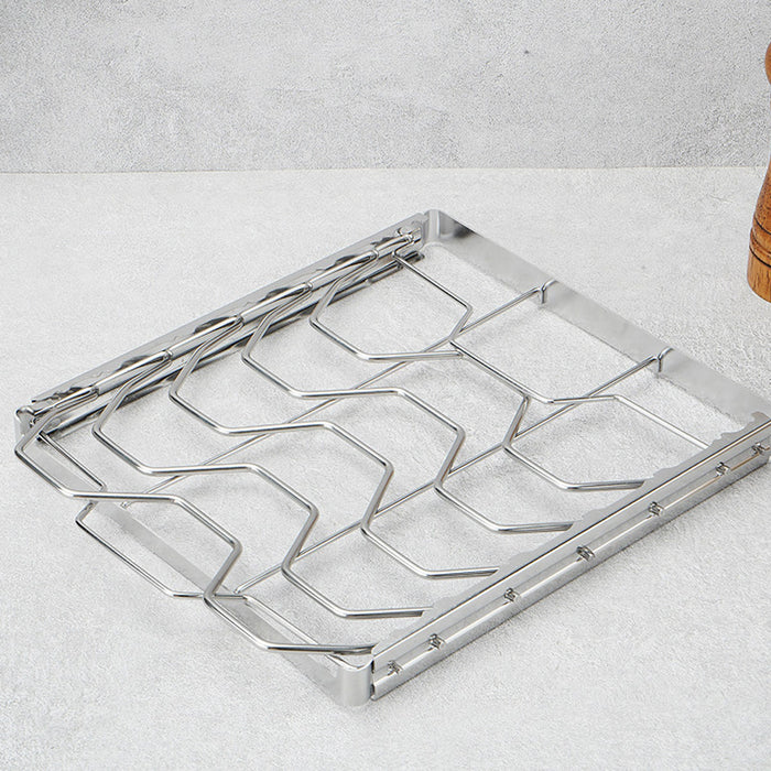 430 Stainless Steel Foldable BBQ Rib Rack Grill Net 26.6 x 22.2 cm