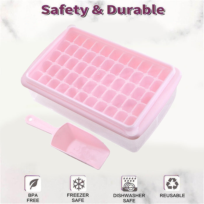55 Grid Ice Cube Tray with Lid Storage Box and Scoop Set
