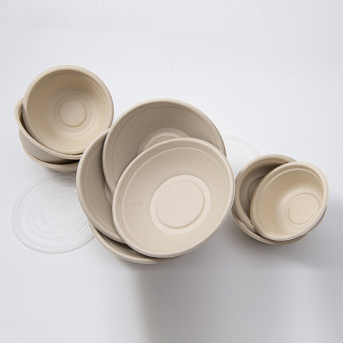 250Pcs Disposable Bagasse Bento Boxes with PP or PET Lids