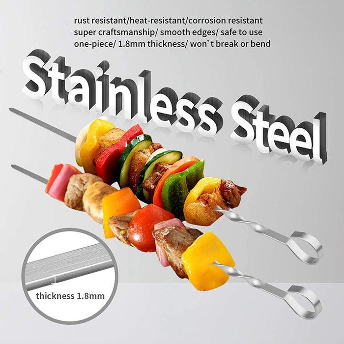 Stainless Steel BBQ Skewers 17 Inch Flat Wide Blade, 17 inches