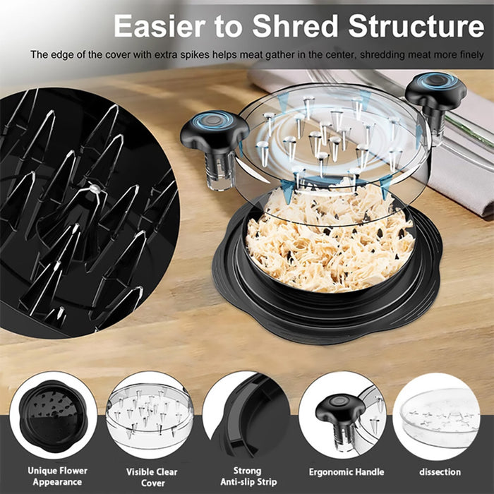 Manual Meat Shredder with Dual Handles PP Tray 27.5cm