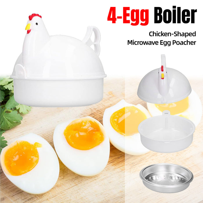 4 Egg Microwave Egg Steamer Chicken Shape Kitchen Tool