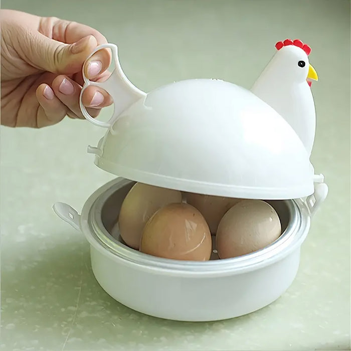 4 Egg Microwave Egg Steamer Chicken Shape Kitchen Tool