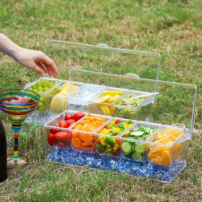 Outdoor Picnic Ice Box Split Salad Plate Clear BPA Free