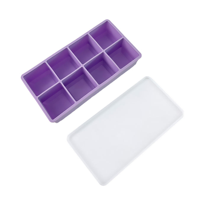 8 Cube Silicone Ice Cube Tray with Lid for Whiskey Cocktails
